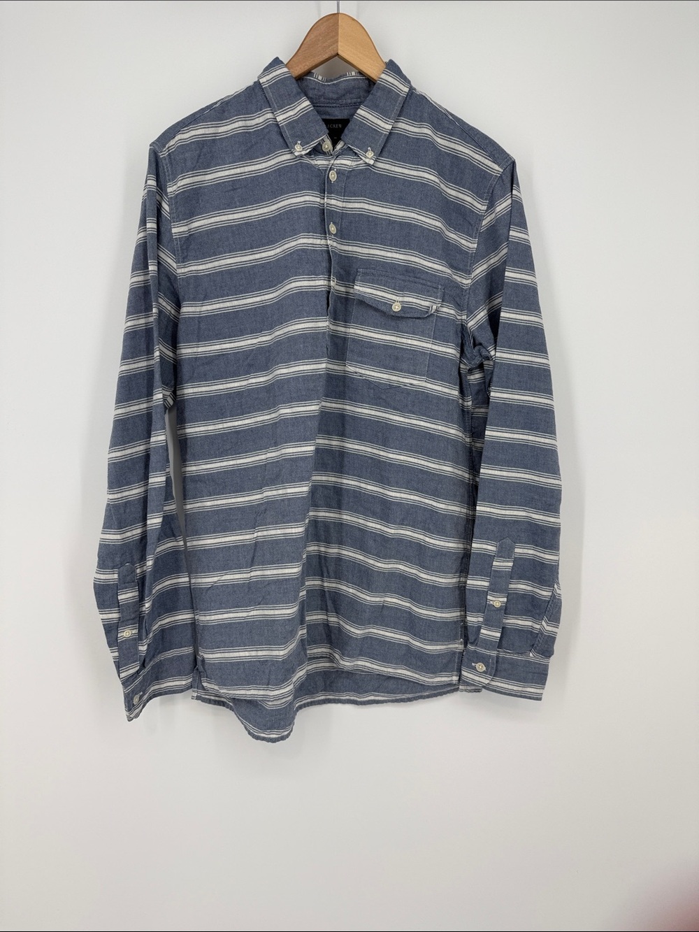 J. Crew Blue and White Striped Casual Button-Down Shirt